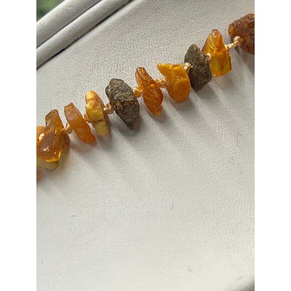 Genuine Baltic Amber Chip Bead Natural Honey Brown Gemstone Screw Clasp Necklace - Picture 11 of 12